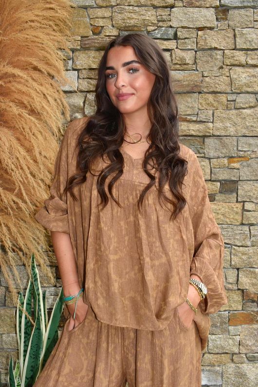 Kiti Paisley Damask Artist Smock Walnut